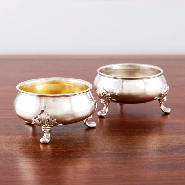2 Tiffany & Co Sterling Silver Salt Cellars #15251 Refined 1902-47 No Monogram