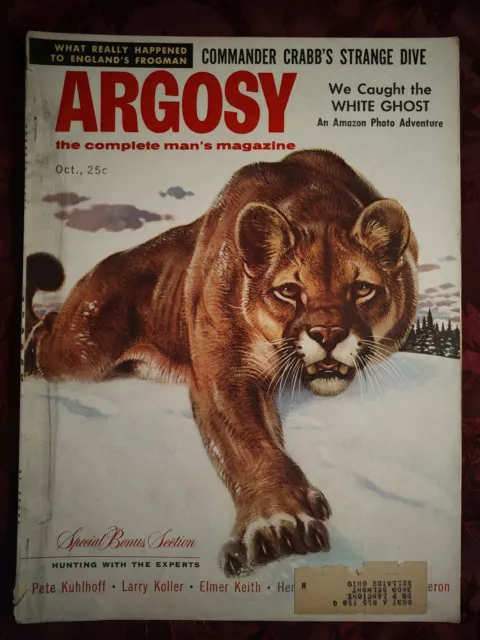 ARGOSY October 1956 FROGMAN LIONEL CRABB HUNTING SECTION MOUNTAIN LION