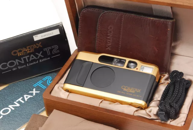 CLA'd【NEAR MINT in BOX】 Contax T2 60th Limited 35mm Gold Film Camera From JAPAN