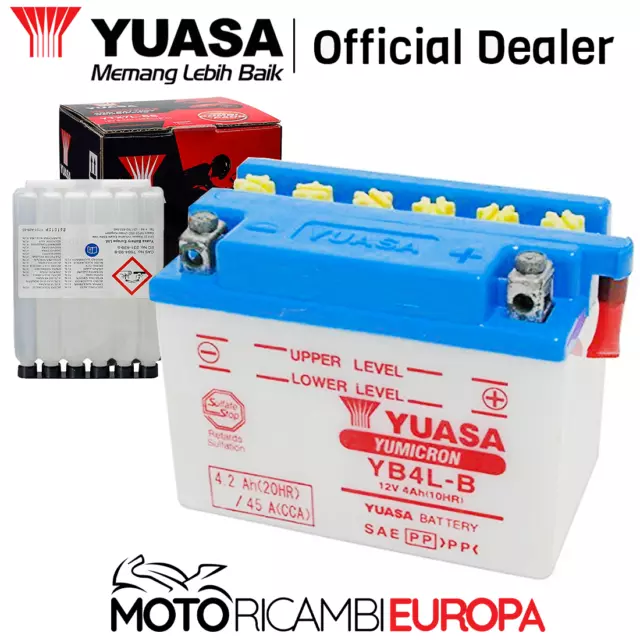 Batterie YB4L-B YUASA 12 V 4 Ah Kawasaki 200 KMX200 A2-A5 1997 Avec Liquide