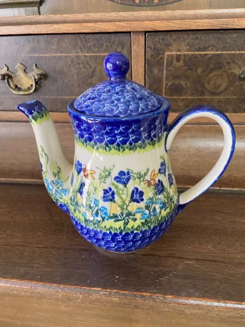 Kalich Boleslawiec Hand Made Poland Tea Pot Excellent