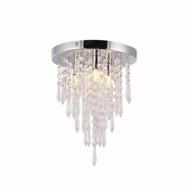 Crystal LED Chandelier Chrome Ceiling Light Flush Mount Lamp Modern Lighting