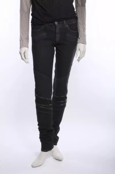 SUPERFINE Jeans Femme BIKER Noir