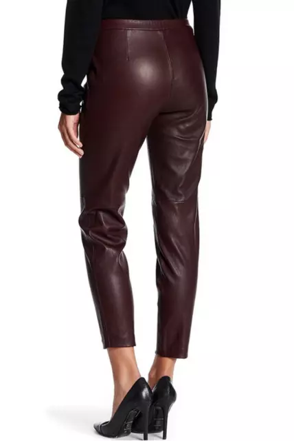 Theory Thaniel Genuine Leather Pant Cassis 8 NWT $995