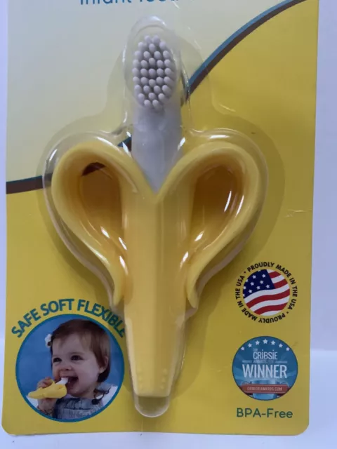 Baby Banana Yellow Banana Infant Toothbrush, Easy to Hold, Made in the USA 3