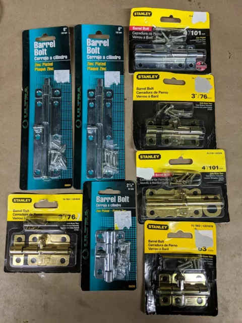 8- Barrel Bolt Lot Ultra and Stanley 2 1/2 - 6 in NOS