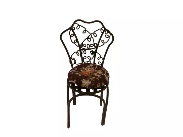 Dolls House Chair Brown Metal Bistro Garden Furniture Miniature 1:12th Reutter