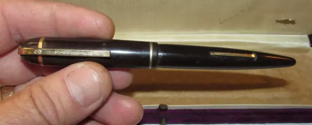 Vintage EVERSHARP SKYLINE Fountain Pen BROWN BARREL 14K NIB 1940’s, 5.25"