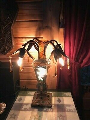 Antique Art Deco Native American Indian Chief Lamp Glass Light Shade & 4 Lights