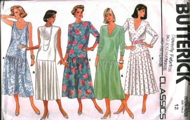 3627 Vintage Butterick SEWING Pattern Misses Loose Fitting Pullover Dress 1980s