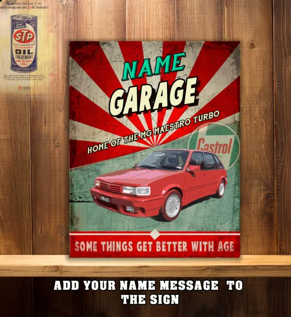 Personalised MG Maestro Turbo Garage Workshop Shed Vintage Wall Sign Gift CS36