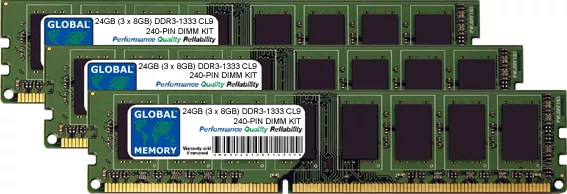 24GB (3x8GB) DDR3 1333/1600/1866MHz 240-PIN DIMM MEMORY RAM KIT FOR DESKTOPS/PCs