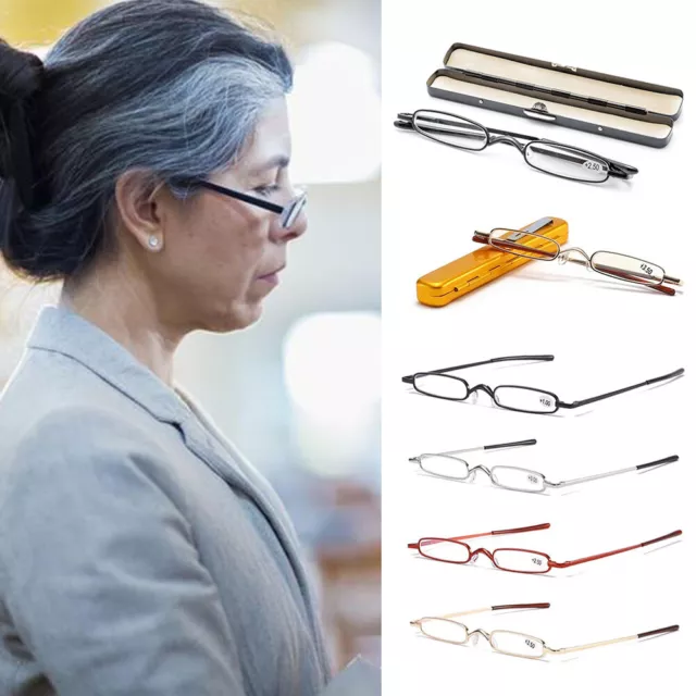 Fino Gafas Con Metal Funda Mini Gafas de Lectura Presbyopia G <