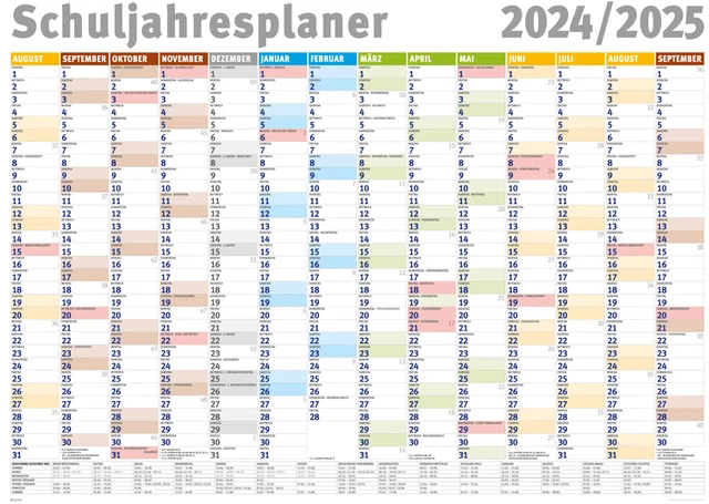 SCHULJAHRESPLANER 2025/2025 WANDPLANER Kalender - Giant XXL Poster 140x100 cm EUR 27,98 