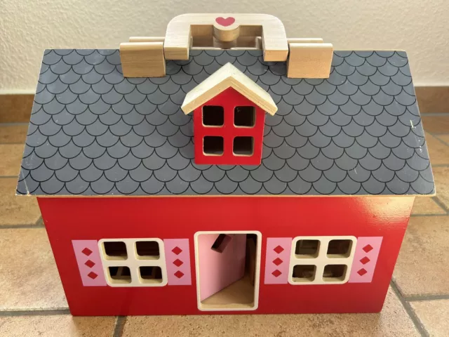 Puppenhaus mit Möbel Treppe und Puppe / alles aus Holz / Puppenhaus / Spielhaus
