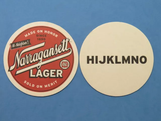 Beer Pub Coaster ~ NARRAGANSETT Brewery Lager ~ Rhode Island ~ HIJKLMNO Puzzle