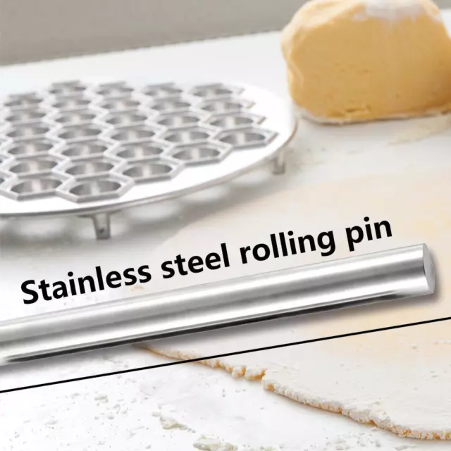 fr Stainless Steel Baking Pastry Tool Useful Dough Roller Pin Portable for Cooki