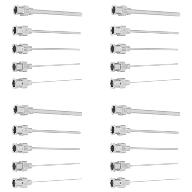 20Pcs Gauge Blunt Stainless Dispensing Syringe Needle Tip 12/16/18/20/25/38GX5S5
