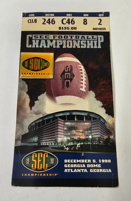 1998 Sec Football Championship Ticket Stub. TN VOLS  Mississippi State Signed ?