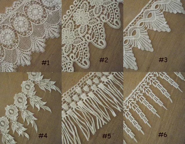 2-5 Yards 4'' - 5.5" Wide Rayon Venise Vintage Victorian Floral Lace Ivory zhs10