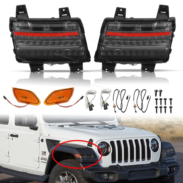 LED SEQUENTIAL FENDER Turn Signal Lights For Jeep Wrangler JL Sahara