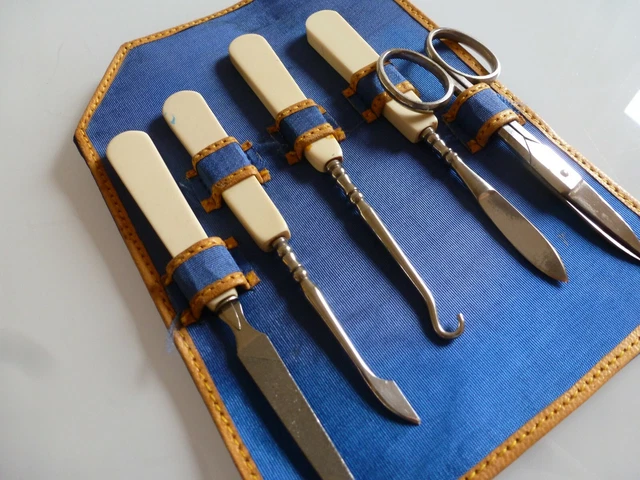 Set De Manucure 1900 En Bakélite - 6 Accessoires - Occasion État Correct - Vintage