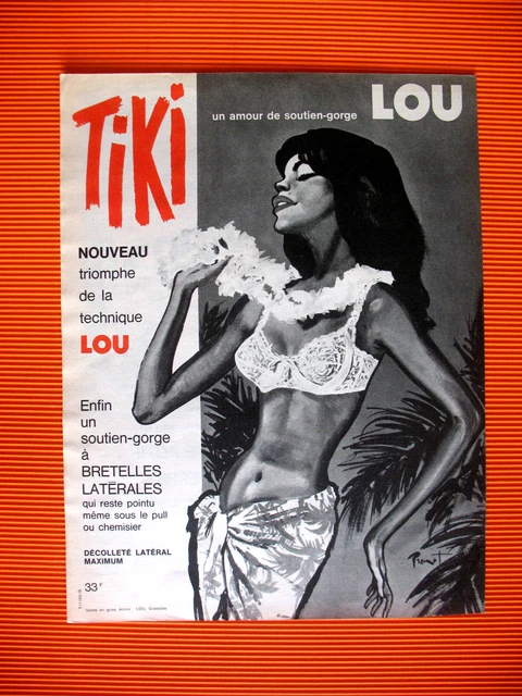 Publicite De Presse Lou Soutien Gorge Tiki Illustration Brenot Ad 1964
