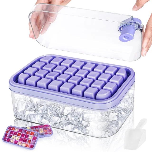 Ice Cube Tray with Lid and Bin 2 Pack Ice Cube Trays for Freezer 64 Pcs Ice Cube