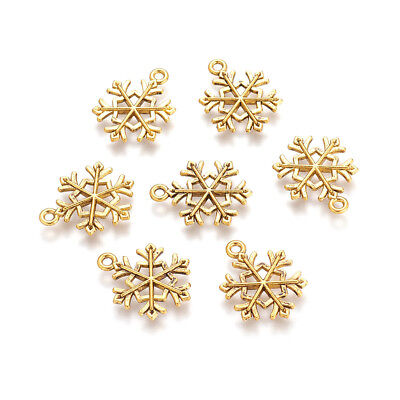 50x Tibetan Alloy Filigree Snowflake Pendants Antique Gold Christmas Charms 21mm