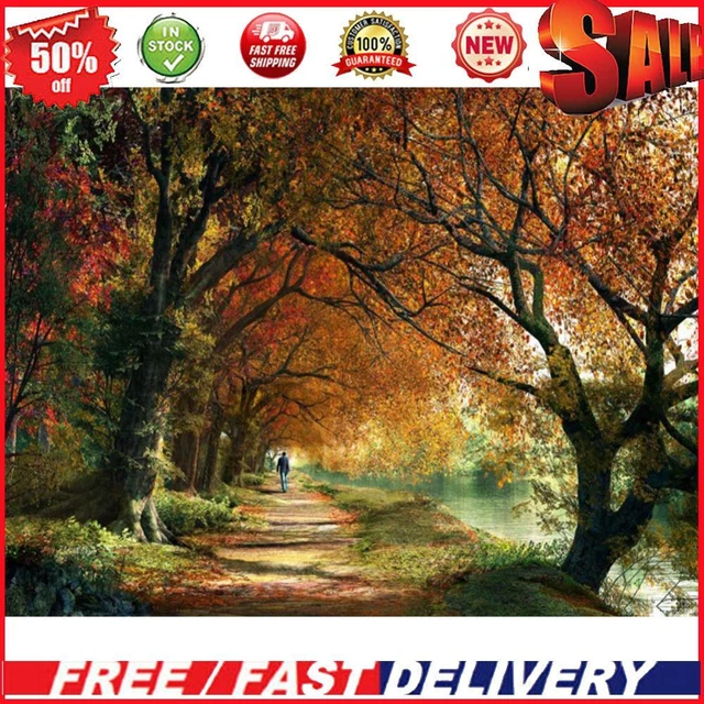 Painting By Numbers Kit DIY River Tree Canvas Oil Wall Art Picture Ornaments