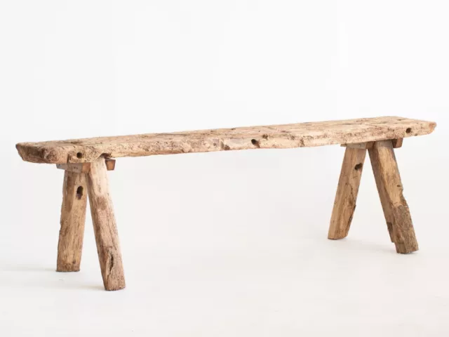 19th Century French Rustic Oak Pig Bench
