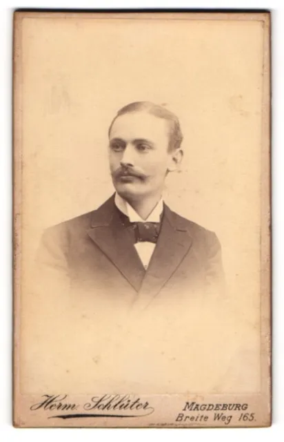Fotografie Herm. Schlüter, Magdeburg, Portrait elegant gekleideter Herr mit Sch