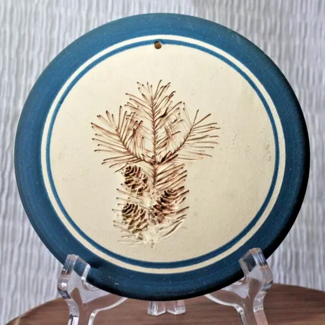 Blue Moon Pottery Bread Bun Warmer Wall Plaque 5.5 Impressed Evergreen Pine Cone