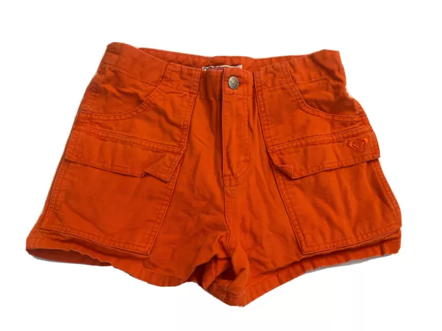 Roxy Quiksilver Teenie Wahine Girls Jean Shorts Cotton Orange Pockets Size 14