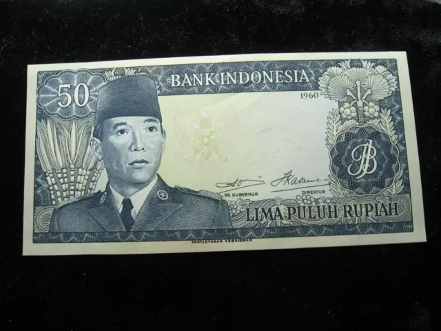 Old world currency note INDONESIA 50 rupiah 1960 P85 "Sukamo" (19)