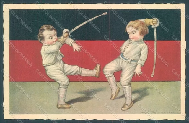 Artist Signed Colombo E. Children Fencing Sport serie 2325 postcard HR2675