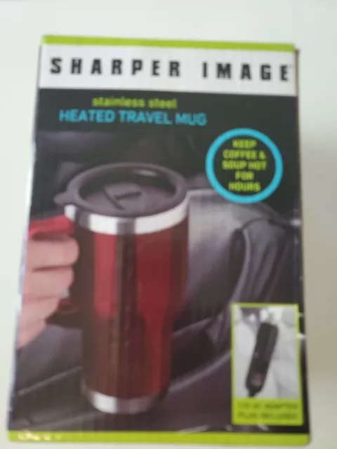 Sharper Image Stainless Steel RED Heated Travel Mug 14 OZ. W/ 12 V DC Adapter 3