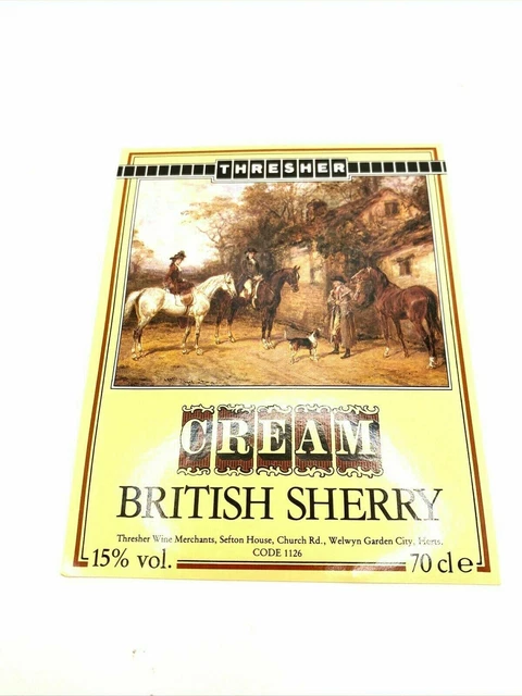 Thresher Sherry Label Cream British Genuine Ex-Brewery Stock