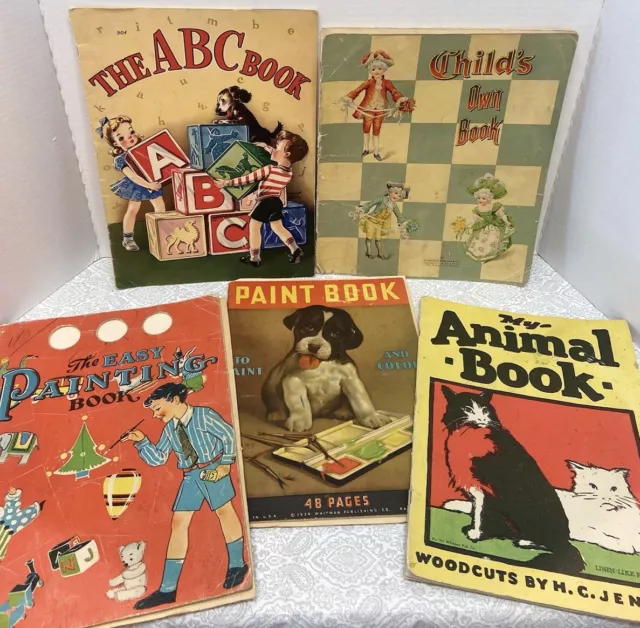 Antique Vintage Children's Story Books Antique 1930s Art Cute Nursery Rhymes Lot