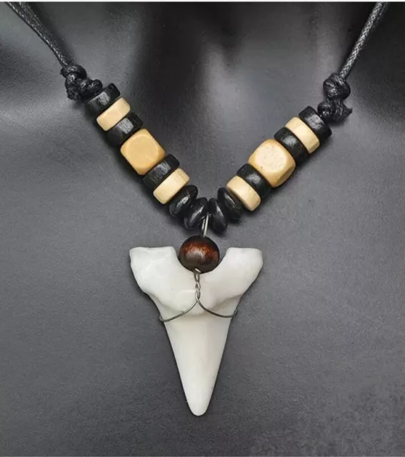 Viking Retro Biker Shark Tooth Necklace Boys Son Mens Pendant Surfer Amulet Gift