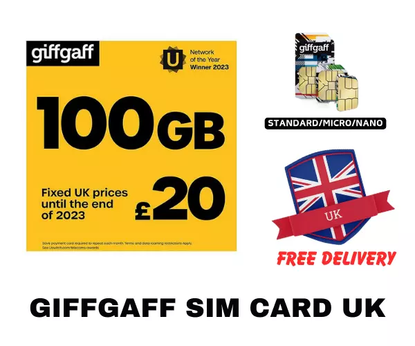 giffgaff Sim Card PAYG Nano/Micro/Standard TRIO SIM CARD UK Pay As You Go