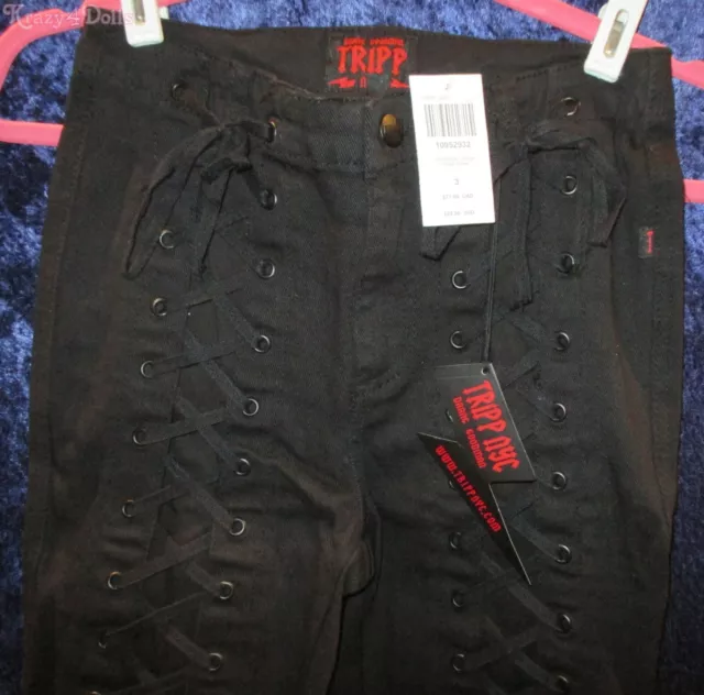 HOT TOPIC TRIPP NYC Black Lace Up Denim Jeans Pants Juniors Size 1 New with  Tags $39.95 - PicClick