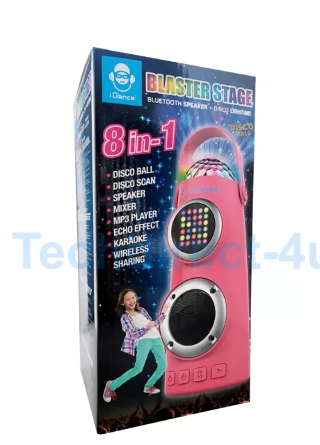 iDance Lautsprecher Karaoke, Bluetooth, wiederaufladbar, Disco Ball, Mixer, 8 in 1 2