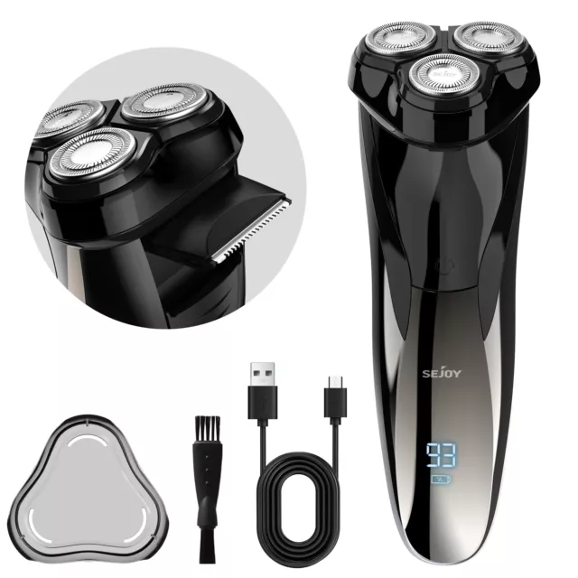 SEJOY Afeitadora Eléctrica Rotativa Hombre Máquina de Afeitar Barba Impermeable 2