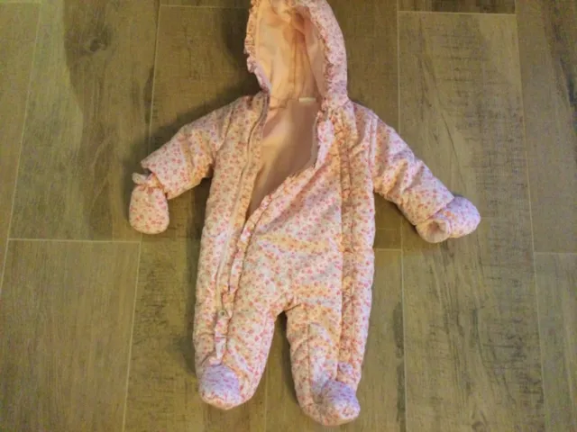 NEXT baby girl 0-3 months floral all in one outdoor suit unworn