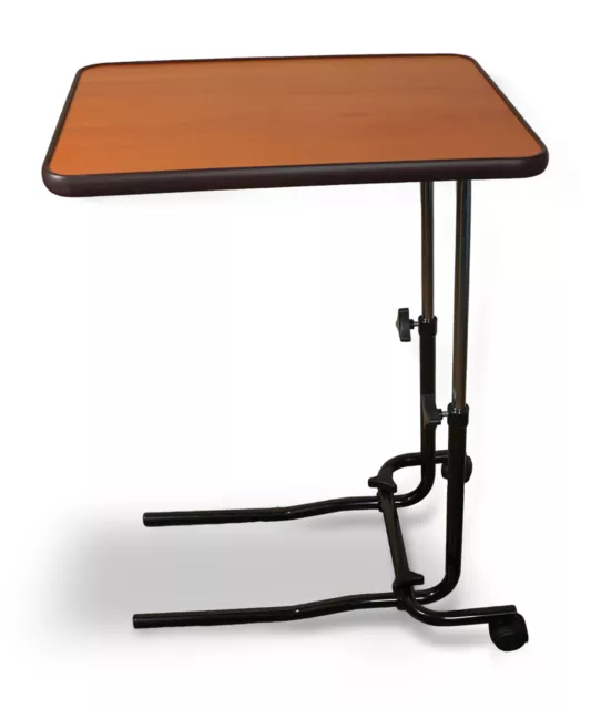 Darkwood Overbed Table with 2 Wheels Height Adjustable and Angle Adjustable