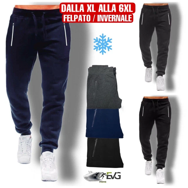 Pantalone Tuta Uomo Dalla Xl A 6Xl Calibrato Taglie Forti Caldo Felpa Casa Sport