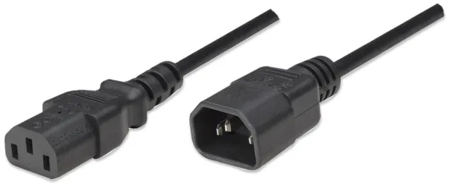 Manhattan Power Cord/Cable, C14 Male to C13 Female (kettle lead), Monitor to CPU