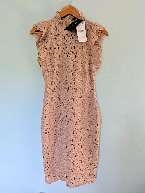 ZARA NUDE LACE High Neck Ruffle Dress S 8 10 61.00 - PicClick UK ZARA NUDE LACE High Neck Ruffle Dress S 8 10 61.00 - PicClick UK