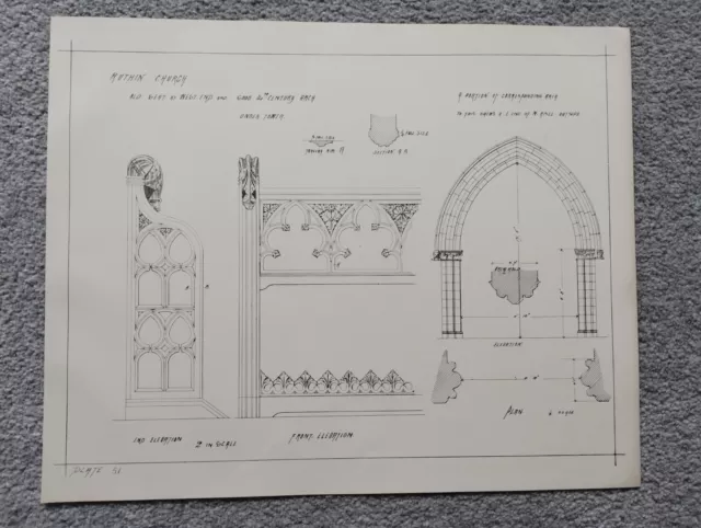 Ruthin, St Peter's Church Architectural Detail - Antique/Vintage Plate - 1872